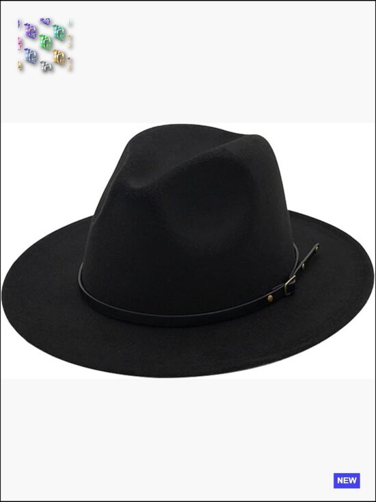 Classic Felt Fedora Hat Unisex Wool Floppy Wide Brim Panama Belt Buckle main image 4